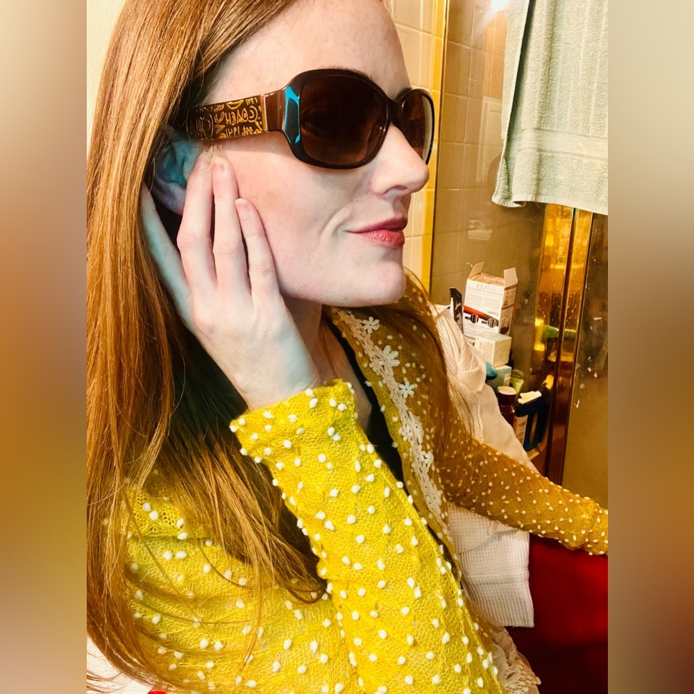 Coach Cocoa Sunglasses with Gold Detail - Picture 7 of 9